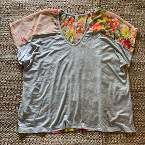NWT Mixed Media Floral Dolman Tee